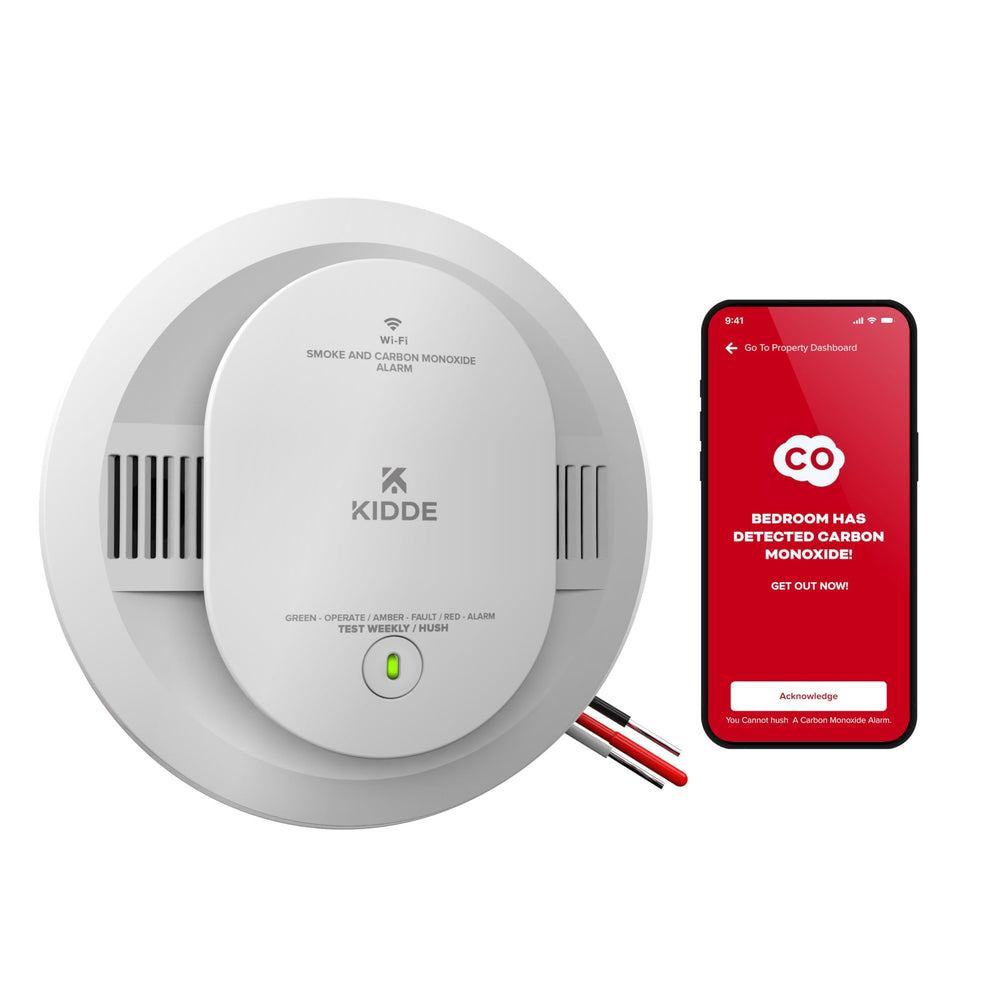 Kidde front view mounted showing clear coverage and reliable home protection