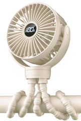 KIDEE front view of portable stroller fan shows compact cooling benefit