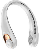 KIDEE neck fan front view shows ergonomic curve and comfortable hands-free cooling