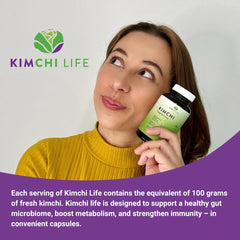Kimchi Life ingredient label detail showing fermentation strains