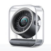 KIMMOO front view desk fan showing compact design and strong airflow benefit