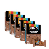 KIND front packaging showing dark chocolate breakfast bars and benefits