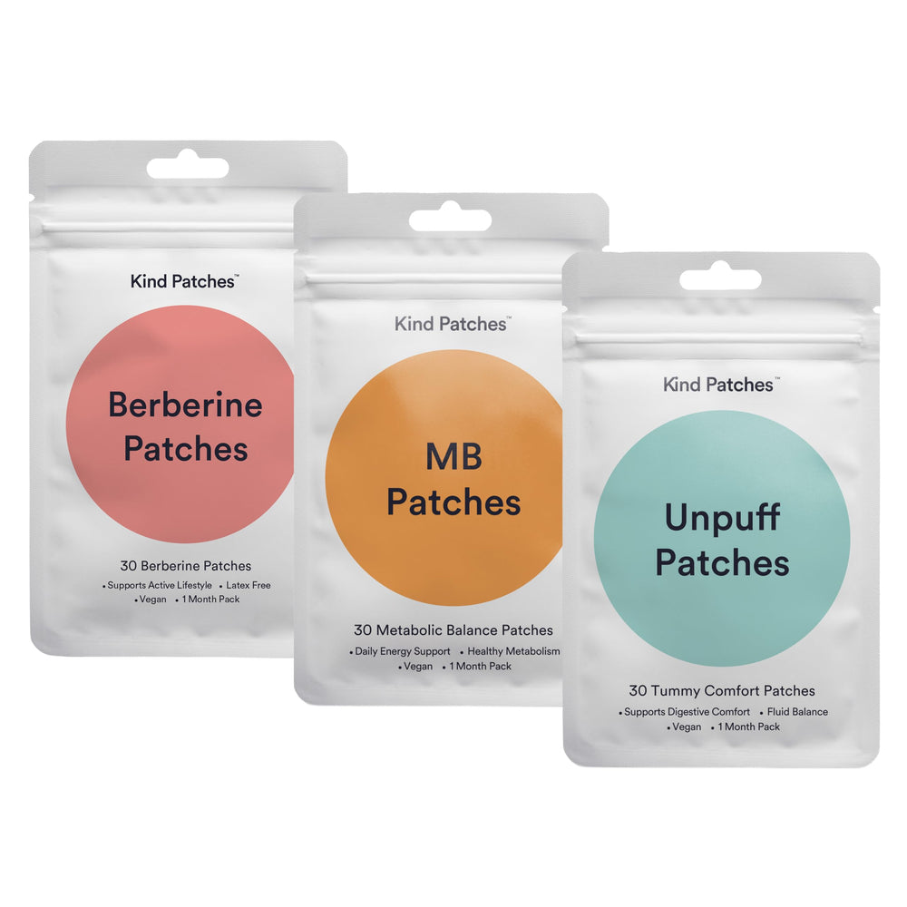 Kind Patches trio front packaging showing all three patch types and compact box benefit clarity
