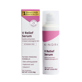 Kindra V Serum front bottle showing clean packaging and benefit