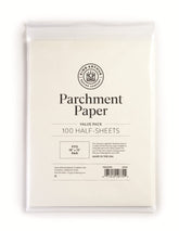 King Arthur front packaging showing 100-count heavy-duty parchment, aids quick prep