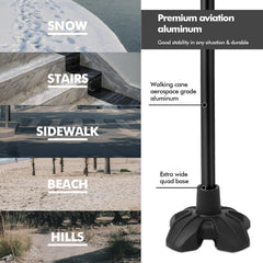 KINGGEAR detailed quad base image showing non-slip rubber tips for improved traction