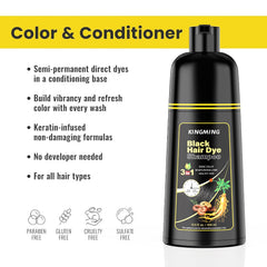 KINGMING application scene with gloves showing a tidy, stain-free at-home coloring benefit