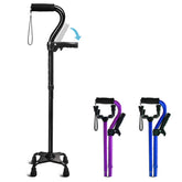 KingPavonini cane front view showing full length and quad base for steady support