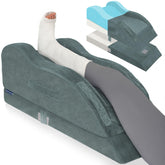 KingPavonini front view of leg elevation pillow showing shape and grey cover for stable support