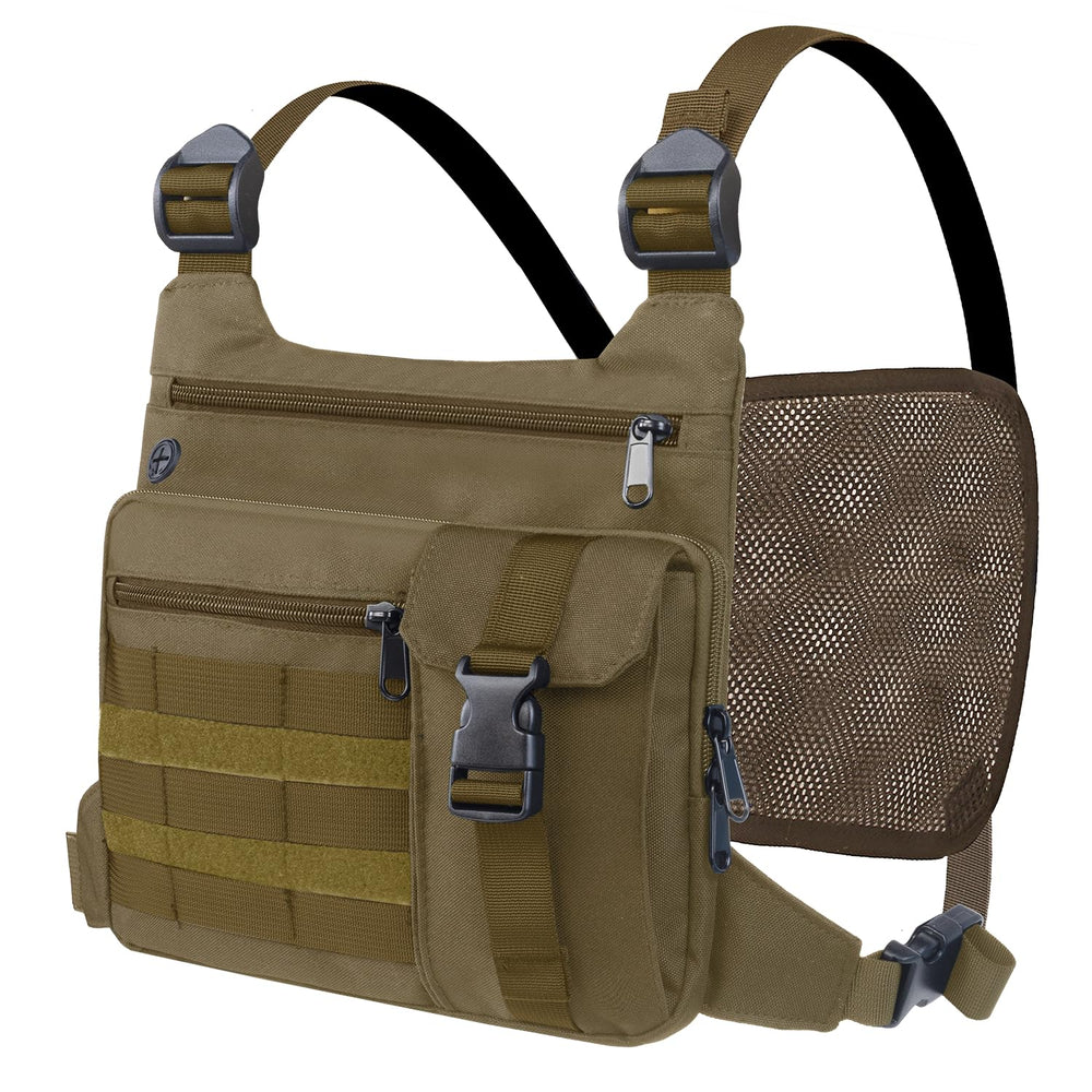 KINGSLONG front view chest bag showing compact storage and quick access benefit