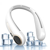 Kinhowly neck fan front view showing wearable comfort and hands-free cooling
