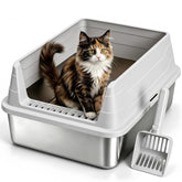 KISENG front view metal litter box showing clean durable design and easy cleaning