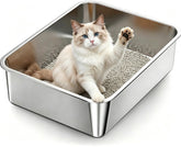 KISENG front view of stainless steel litter box showing durable design and easy cleaning