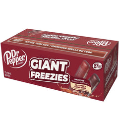 Kisko Dr Pepper front packaging showing 27-count box and freezer-ready convenience