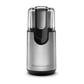 KitchenAid front view on counter showing compact grinder and onyx black finish for easy storage
