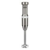 KitchenAid hand blender front view showing controls and sleek contour silver finish for reliable blending
