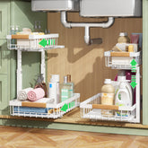 Kitstorack front view under sink organizer shows tidy storage and easy access