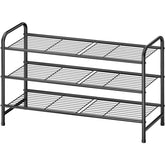Kitsure front view of three-tier shoe rack showing organized footwear and tidy space