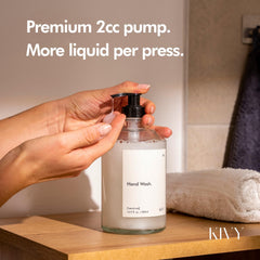 KIVY pump close-up highlighting metal-finish mechanism for consistent dispensing
