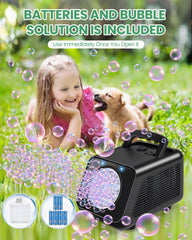 Kizmore used at backyard party creating dozens of bubbles for joyful atmosphere