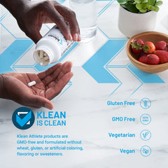 Klean Athlete label detail highlighting NSF Certified for Sport and ingredient transparency