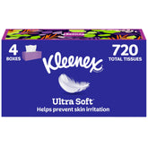 Kleenex Ultra Soft front box showing branding and design, easy placement benefit