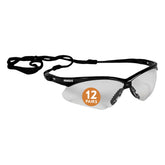 KLEENGUARD V30 front view showing clear lenses and black frame for reliable protection