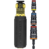 Klein Tools front packaging showing complete 7-in-1 flip socket set benefit portability