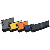 Klein Tools front view of five stand-up zipper bags showing colors and sizes for fast sorting