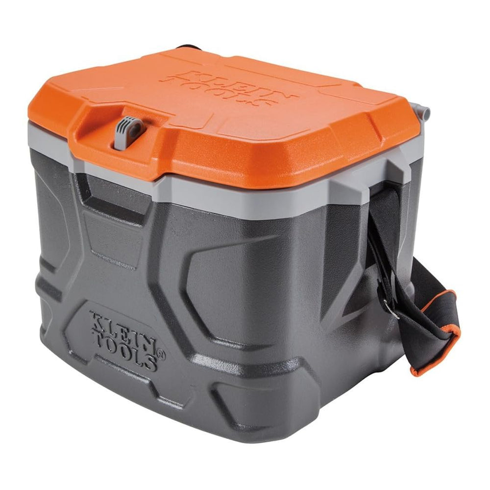 Klein Tools front view showing compact cooler and durable shell benefit: professional-grade protection