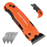 Klein Tools FLICKBLADE front profile showing durable aluminum body and dual locks for reliability
