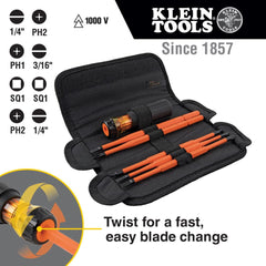 Klein Tools orange insulated handle close-up for comfortable grip