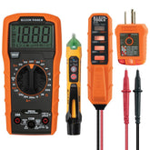 Klein Tools kit front and case showing organized testers and pouch for easy transport