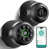 KLLOQUE matte black front knob showing keypad and sleek finish for modern entry