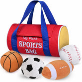 KMUYSL front packaging showing sports bag and four plush balls for easy storage