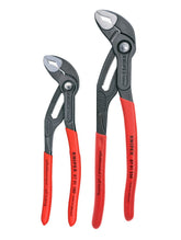 KNIPEX Cobra pliers front view showing compact forged-steel design and dual sizes