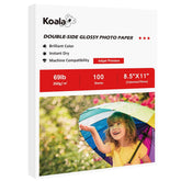 Koala front packaging showing 100 sheets and glossy double-sided finish benefit