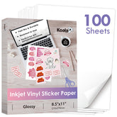 Koala front packaging showing 100-sheet glossy vinyl pack and clear benefits