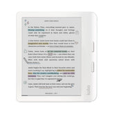 Kobo Libra Colour front view showing white bezel and ergonomic design benefit