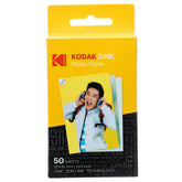 KODAK front packaging showing 50-sheet ZINK pack and compatibility benefits