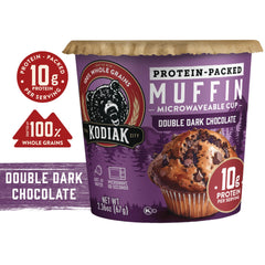 Kodiak Cakes batter in mug ready to microwave for a quick high-protein muffin