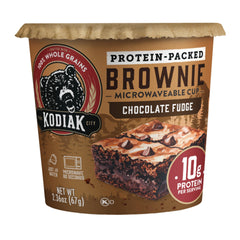 Kodiak Cakes brownie cup in microwave ready to heat quickly