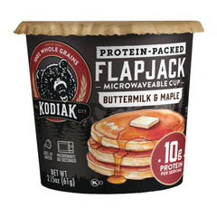 Kodiak Cakes cup in microwave showing fast preparation and convenience
