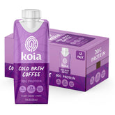 Koia front bottle showing label and bold coffee flavor benefit
