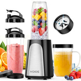KOIOS blender front view showing compact base and cups, emphasizing powerful portability