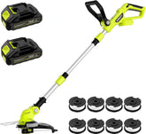 KOMASTY front view of cordless trimmer showing tool and benefits