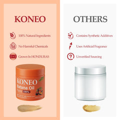 KONEO applying Batana cream to hair ends for improved strength