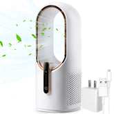 KONSIDEN front view of desk fan showing compact design and safe bladeless benefit