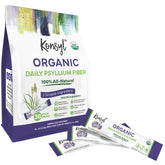 Konsyl front packaging shot showing 30 organic psyllium sticks and clear labeling, convenient travel benefit