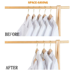 Koobay cascading tiers in closet showing space-saving benefit